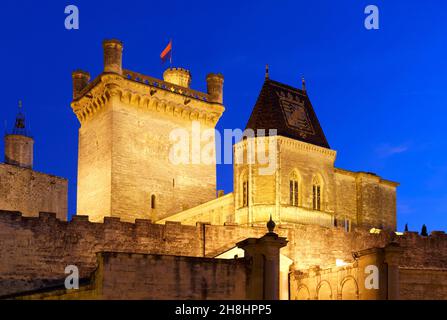 France, Gard, Pays d'Uzege, Uzes, Duke's castle called the Duche d'Uzes with the Bermonde Tower Stock Photo