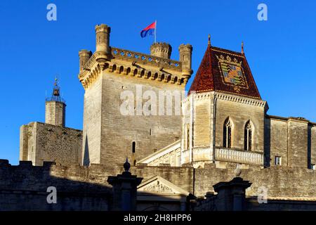 France, Gard, Pays d'Uzege, Uzes, Duke's castle called the Duche d'Uzes with the Bermonde Tower Stock Photo