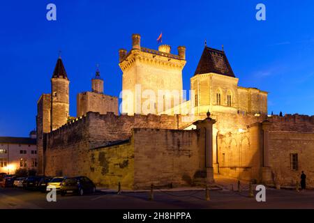 France, Gard, Pays d'Uzege, Uzes, Duke's castle called the Duche d'Uzes with the Bermonde Tower Stock Photo