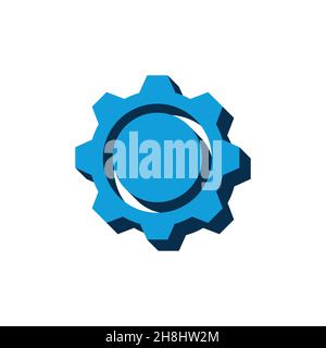 gears vector icon isometric. 3d sign isolated on white background. Stock Vector