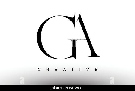 GA Minimalist Serif Modern Letter Logo in Black and White. GA Creative Serif Logo Design Icon Branding Vector Stock Vector