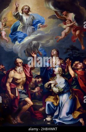 'The Ascension with St. Jerome, the Magdalene and saints' (1694). Cattedrale Metropolitana di San Lorenzo - Genoa Cathedral or Metropolitan Cathedral of Saint Lawrence Gothic groundbreaking1110 Completed 17th century. Genoa Italy Italian. Stock Photo