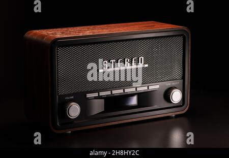 A replica of old radio in a wood housing Stock Photo