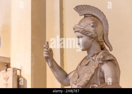 Profile of ancient marble statue of roman goddess Stock Photo