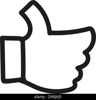 Hand drawn thumbs up icon in doodle style isolated. Stock Vector
