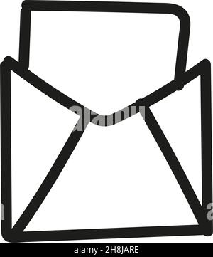 Hand drawn letter icon in doodle style isolated. Stock Vector
