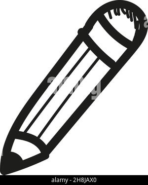 Hand drawn pencil icon in doodle style isolated. Stock Vector