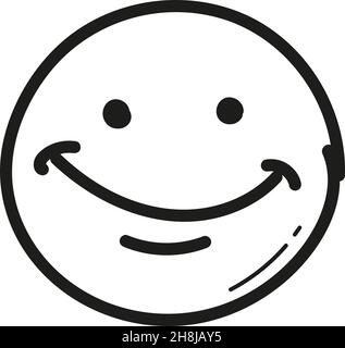 Laughing face doodle icon. Emoticon in hand drawn style isolated -  indivstock