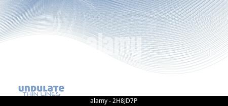 Abstract undulate polo blue thin wavy lines. Subtle vector graphic pattern Stock Vector