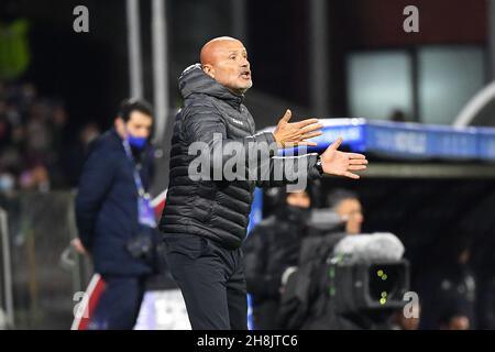 Salerno, Italy. 30th Nov, 2021. Salernitana's head coach Stefano Colantuono gestures during US Salernitana vs Juventus FC, italian soccer Serie A match in Salerno, Italy, November 30 2021 Credit: Independent Photo Agency/Alamy Live News Stock Photo