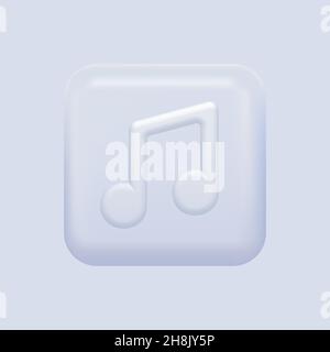 Music Icon. White Isolated Button. Vector illustration Stock Vector