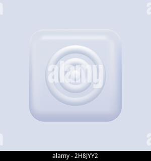 White Target Icon. White Squared Badge. Vector illustration Stock Vector