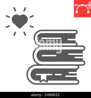 Educational books distribution glyph icon, school and education, stack of books vector icon, vector graphics, editable stroke solid sign, eps 10. Stock Vector