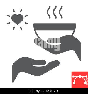 Food sharing glyph icon, care and volunteering, food share vector icon, vector graphics, editable stroke solid sign, eps 10. Stock Vector