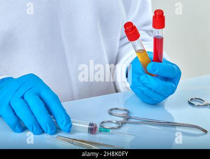 Medical instruments background, surgery or infection (coronavirus COVID19, HIV, ebola) tests, hospital, quarantine, analysis concept Stock Photo