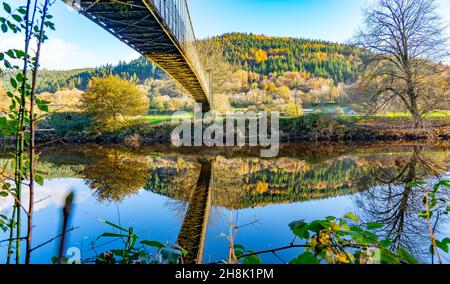 Sapper's Bridge over the River Conwy, in Betws-Y-Coed, County Conwy, North Wales. Image taken in November 2021. Stock Photo