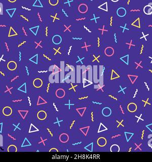 Vector illustration with neo memphis seamless pattern. Stock Vector
