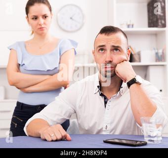 Sad male is depressing and husband is supporting him Stock Photo