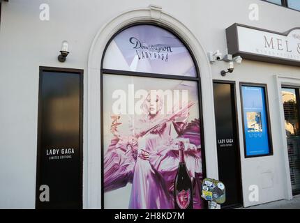 Los Angeles, California, USA 28th November 2021 A general view of atmosphere of Lady Gaga Dom Perignon Billboard during Coronavirus Covid-19 pandemic on November 28, 2021 in Los Angeles, California, USA. Photo by Barry King/Alamy Stock Photo Stock Photo