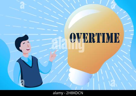 Inspiration showing sign Overtime. Word Written on Time or hours worked in addition to regular working hours Gathering Educational Documents Online Stock Photo