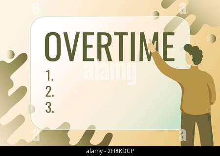 Inspiration showing sign Overtime. Conceptual photo Time or hours worked in addition to regular working hours Abstract Composing New Email, Creating Stock Photo