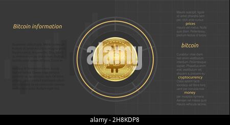 Bitcoin coin with graph paper background and chart vector Stock Vector