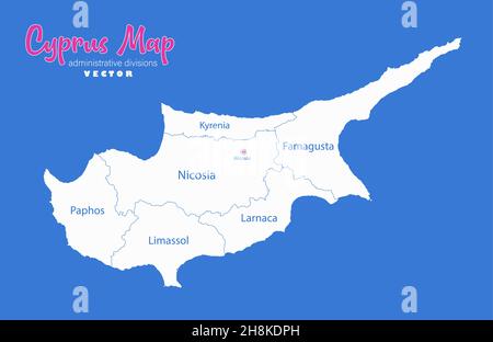Simple outline map of Cyprus with capital location. Stylized minimal ...