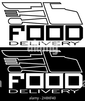 abstract minimal logo of food delivery truck or street food 1 Stock Vector