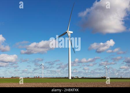 Wind Turbines on farmland, near Frankenmuth Michigan, USA, by James D Coppinger/Dembinsky Photo Assoc Stock Photo