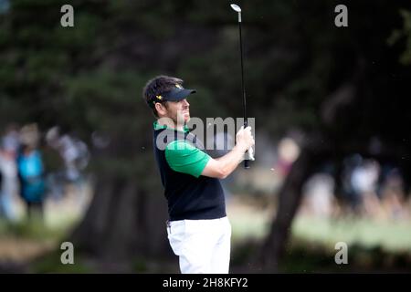 Louis Oosthuizen of South Africa hits his approach shotduring round 2 of The Presidents Cup Credit: Speed Media/Alamy Live News Stock Photo