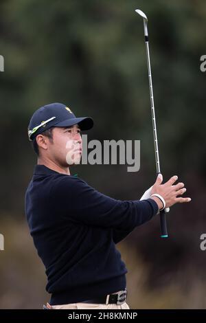 Hideki Matsuyama of Japan hits his approach shot during round 1 of The Presidents Cup Credit: Speed Media/Alamy Live News