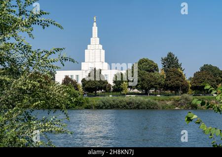 Famous mormon temple church in Idaho Falls, Idaho Stock Photo