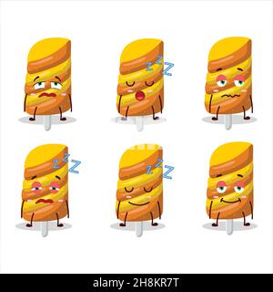 Cartoon character of gummy candy orange with sleepy expression. Vector illustration Stock Vector