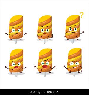 Cartoon character of gummy candy orange with what expression. Vector illustration Stock Vector