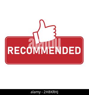 red vector illustration banner recommended with thumbs up Stock Vector