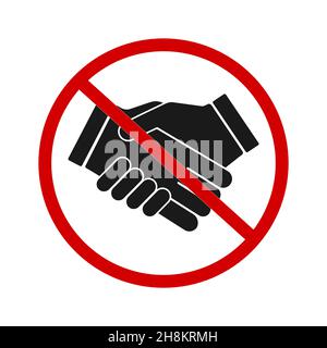 illustration of a prohibition sign no handshake in a red crossed circle Stock Vector