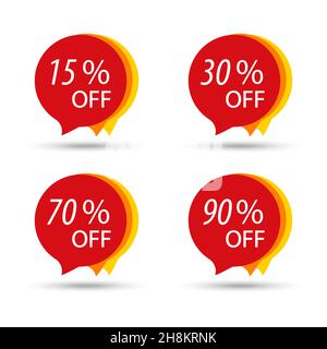 Set of flat speech bubble shaped banners, price tags, stickers, badges. Vector Stock Vector