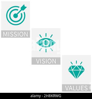 Mission. Vision. Values. Web page template. Modern flat design concept vector Stock Vector