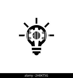 Light bulb with gears black silhouette vector icon Stock Vector