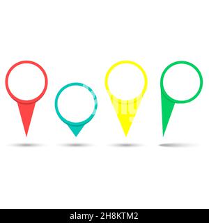 color mapping pins web buttons and shadow Stock Vector