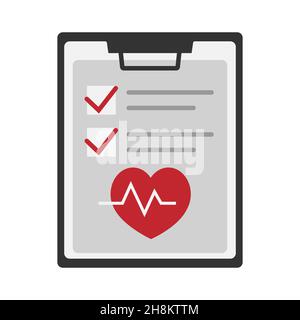 Illustrations medical record clipboard vector flat icon. Stock Vector