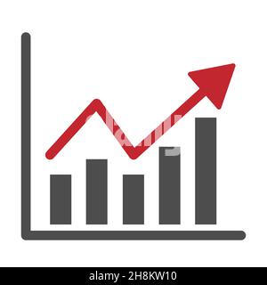 Growing bar graph clipart icon vector isolated on white background Stock Vector