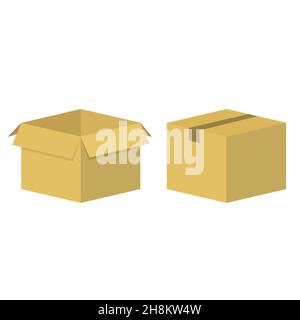 Cardboard parcel. Box package vector flat icons Stock Vector