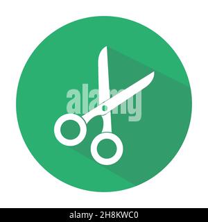 scissors Flat Blue Simple Icon with long shadow Stock Vector