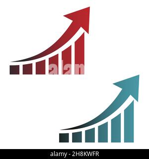 Growing bar graph clipart icon vector isolated on white background Stock Vector