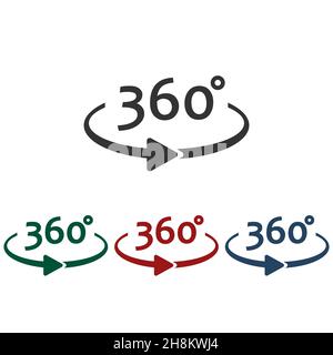 360 degrees icon in flat style. Rotate symbol vector illustration on ...