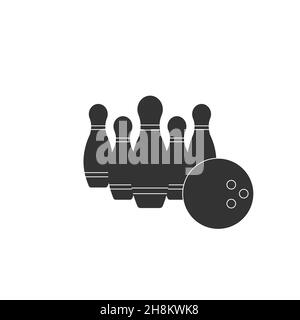 Bowling line icon black simple sign isolated on white background Stock Vector