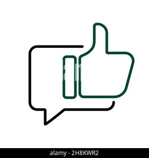 thumb up in speech bubble vector line icon Stock Vector