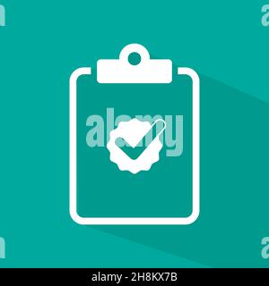 Clipboard with check mark flat design icon Stock Vector