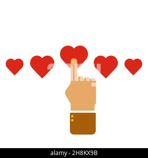 Rating of hearts icon. Flat outline modern symbol on white background. Stock Vector
